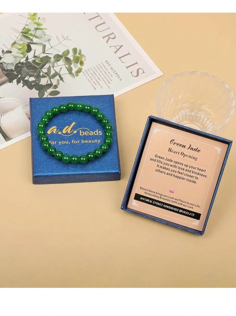 #2942*Unisex’s AD Green Jade (6 mm) Handmade Beaded Bracelet - Natural Stone